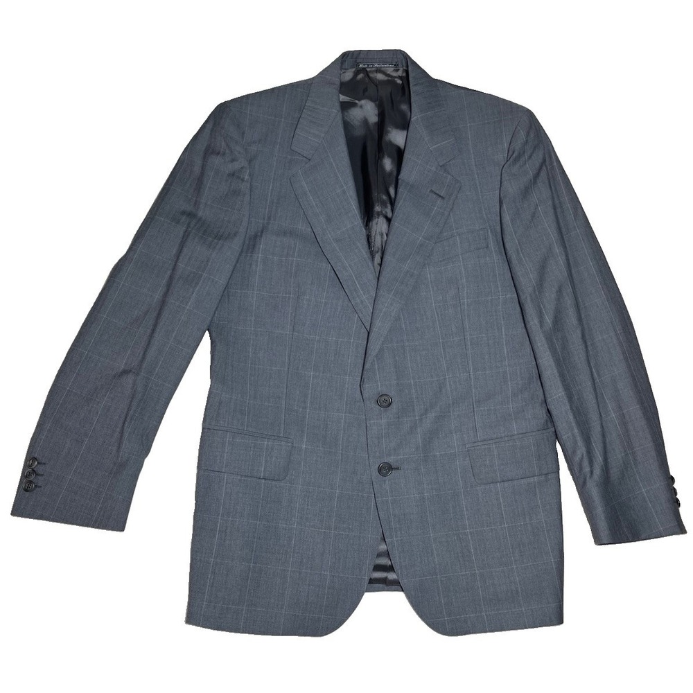 Ermenegildo Zegna Fabric Men's 40 Reg 100% Wool Gray Windowpane Lana Sport Coat